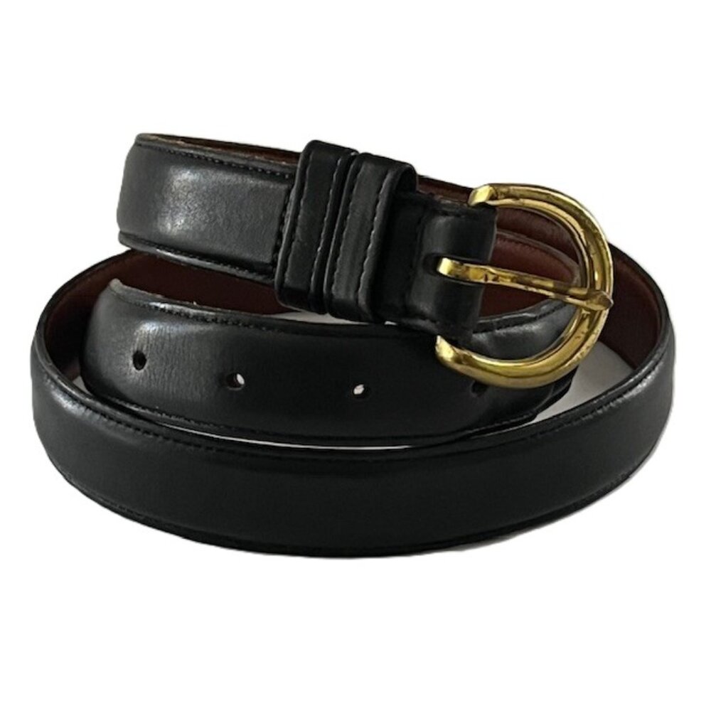 Coach Black Leather Belt Gold Buckle Women's Large
